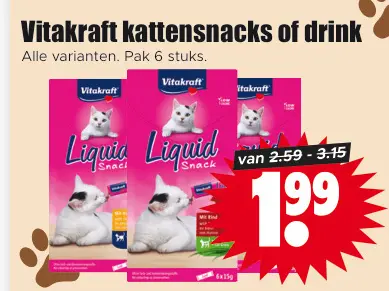 Aanbieding: Vitakraft kattensnacks of drink