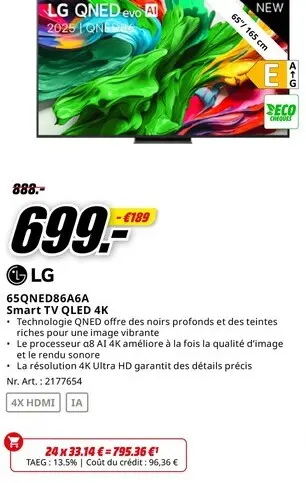 Offre: 65QNED86A6A Smart TV QLED 4K
