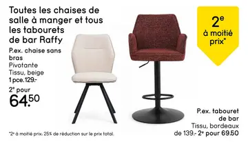 Offre: Chaise sans bras ou Tabouret de bar