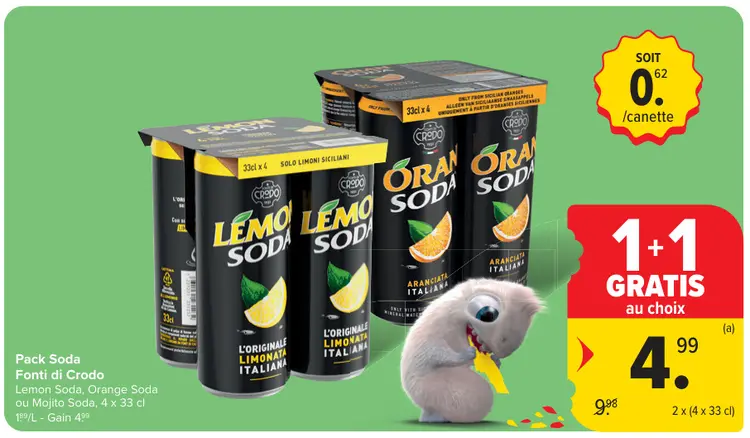 Offre: Fonti di Crodo Lemon Soda, Orange Soda ou Mojito Soda