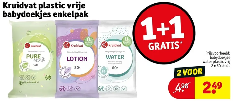 Aanbieding: Plastic vrije babydoekjes enkelpak