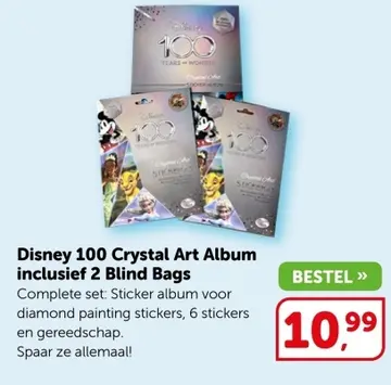 Aanbieding: Disney 100 Crystal Art Album inclusief 2 Blind bags