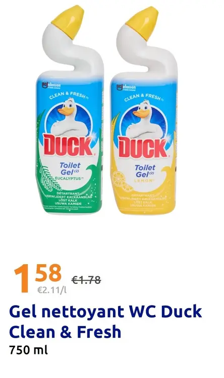 Offre: Gel nettoyant WC Duck Clean & Fresh