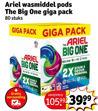 Aanbieding: Ariel wasmiddel pods The Big One giga pack