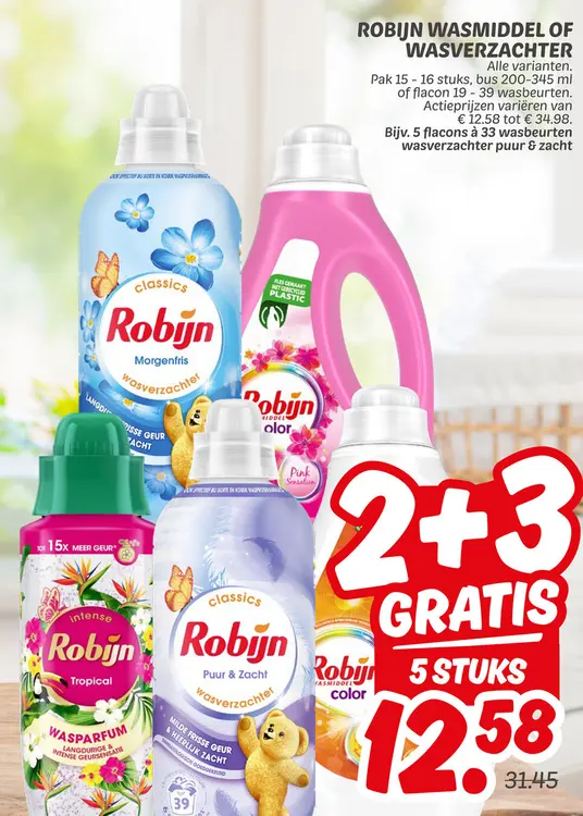 Aanbieding: Robijn Wasmiddel of Wasverzachter