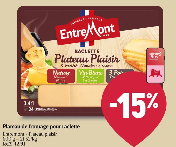 Offre: Plateau de fromage pour raclette