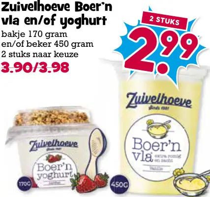 Aanbieding: Boer'n vla en/of yoghurt