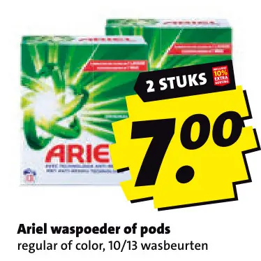 Aanbieding: Ariel waspoeder of pods
