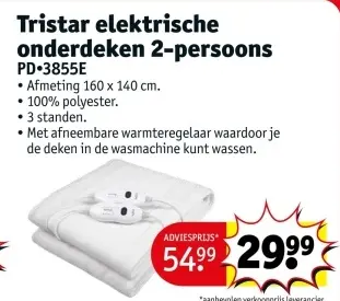 Promotie: Tristar elektrische onderdeken 2-persoons