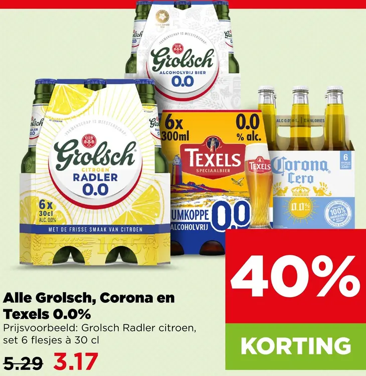 Aanbieding: Grolsch, Corona en Texels 0.0%