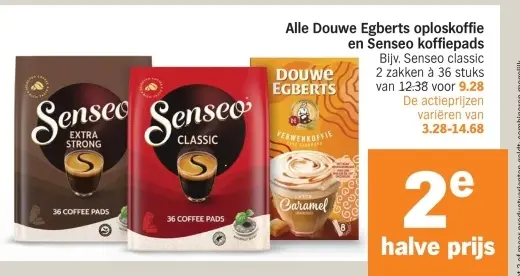 Aanbieding: Douwe Egberts oploskoffie en Senseo koffiepad