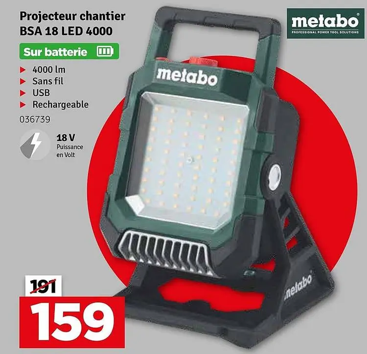 Offre: Projecteur chantier BSA 18 LED 4000