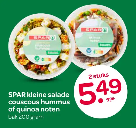 Aanbieding: Kleine salade couscous hummus of quinoa noten