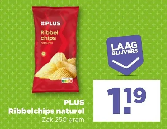 Aanbieding: PLUS Ribbelchips naturel