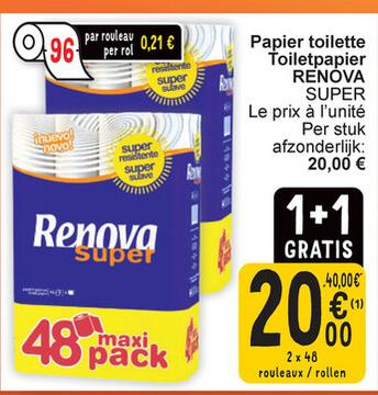 Offre: Papier toilette Toiletpapier RENOVA SUPER