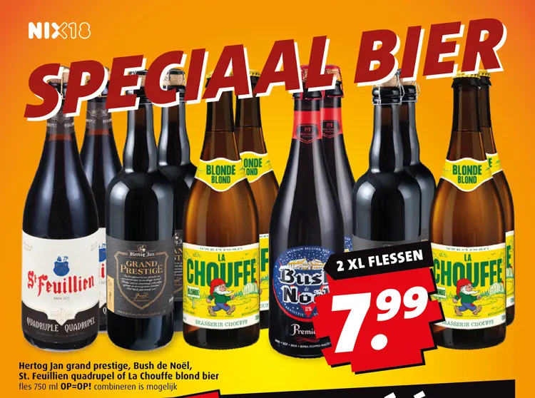 Aanbieding: Hertog Jan grand prestige, Bush de Noël, St. Feuillien quadrupel of La Chouffe blond bier