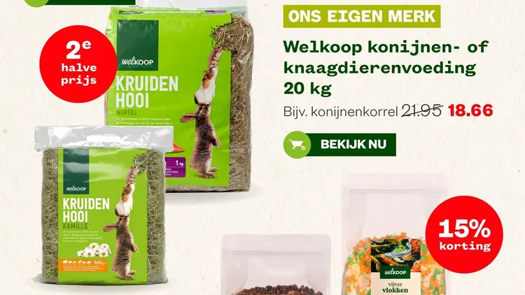 Aanbieding: Welkoop konijnen- of knaagdierenvoeding