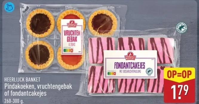 Aanbieding: Pindakoeken, vruchtengebak of fondantcakejes