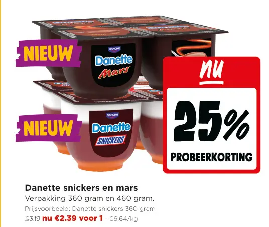 Promotie: Danette snickers en mars