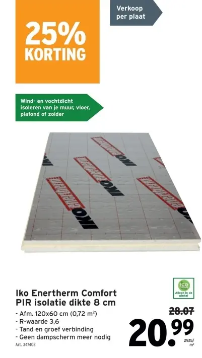 Aanbieding: Iko Enertherm Comfort PIR isolatie