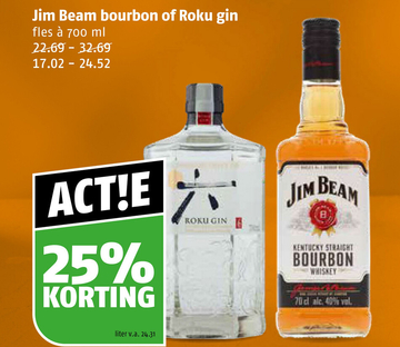 Aanbieding: Jim Beam bourbon of Roku gin