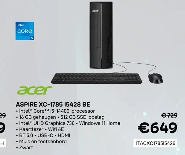 Promotie: Aspire xc-1785 i5428 be