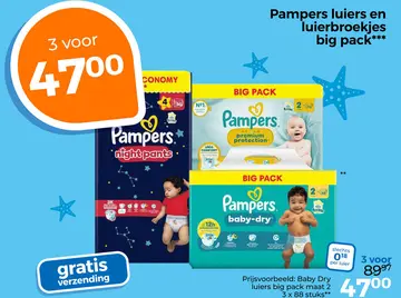 Aanbieding: Pampers luiers en luierbroekjes big pack