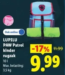 Aanbieding: PAW Patrol kinder rugzak