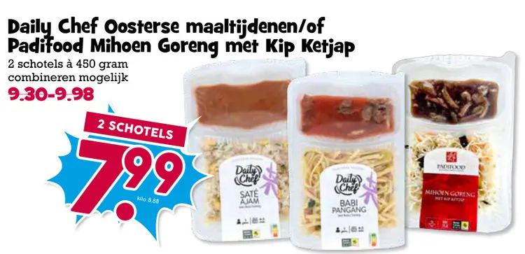 Aanbieding: Oosterse maaltijdenen/of Mihoen Goreng met Kip Ketjap