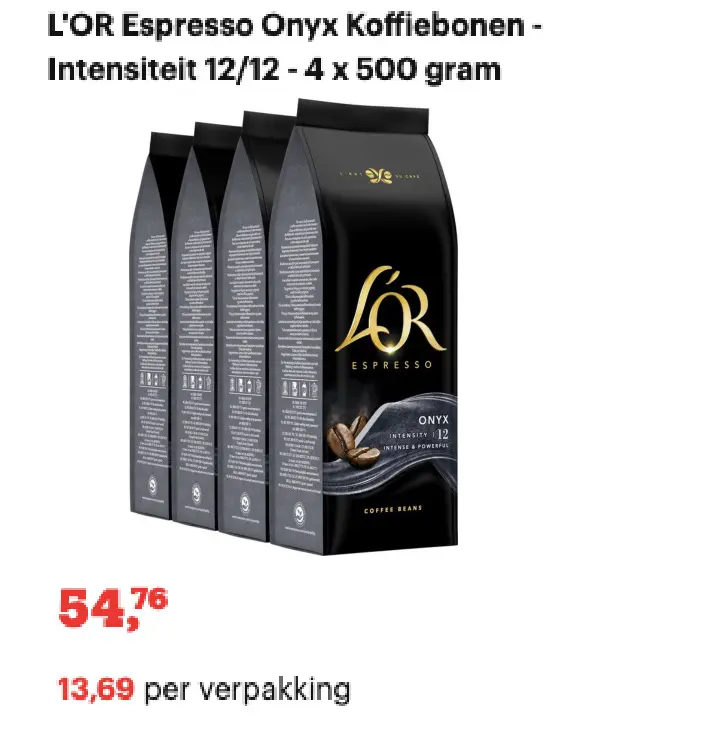 Promotie: L'OR Espresso Onyx Koffiebonen