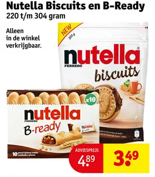 Aanbieding: Nutella Biscuits en B-Ready