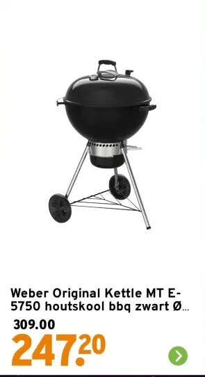 Aanbieding: Original Kettle MT E-5750 houtskool bbq zwart