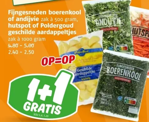 Aanbieding: Fijngesneden boerenkool of andijvie, hutspot 