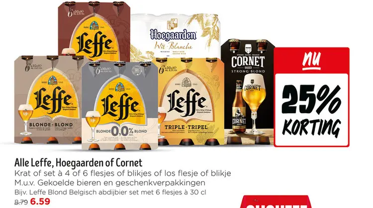 Aanbieding: Leffe, Hoegaarden of Cornet