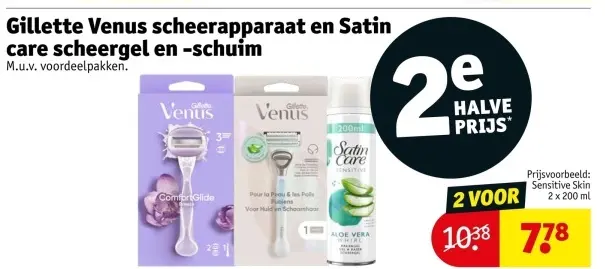 Aanbieding: Gillette Venus scheerapparaat en Satin care scheergel en -schuim
