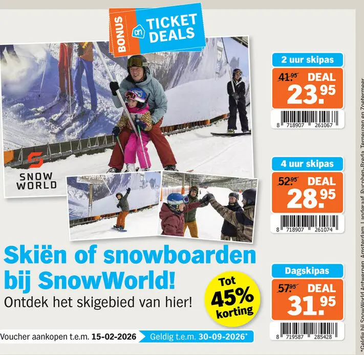 Promotie: Skiën of snowboarden bij SnowWorld