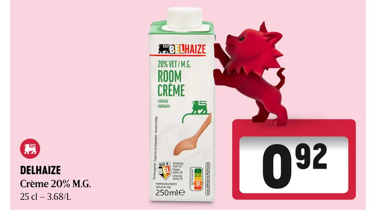 Offre: Delhaize Crème 20% M.G.