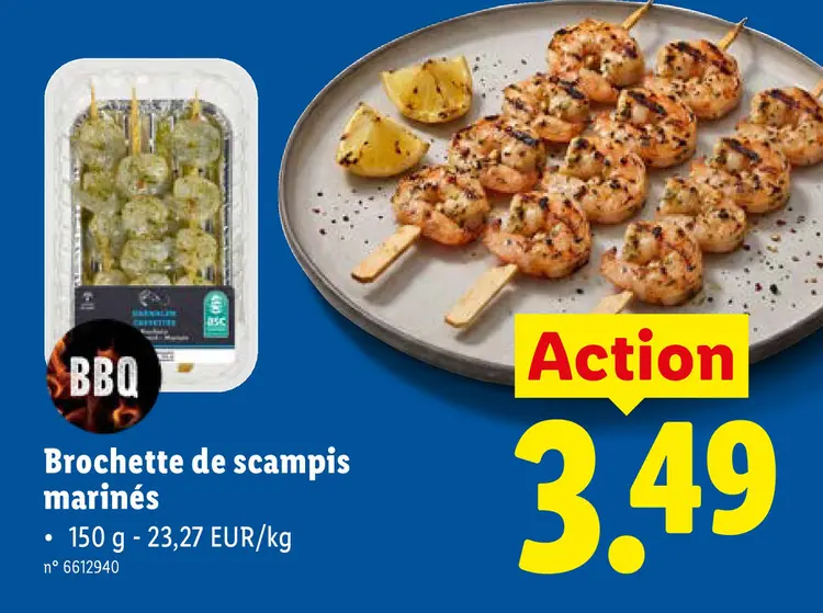 Offre: Brochette de scampis marinés
