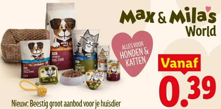Promotie: Max & Mila's World Honden- & kattenvoeding en accessoires