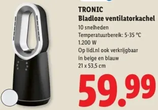 Aanbieding: TRONIC Bladloze ventilatorkachel