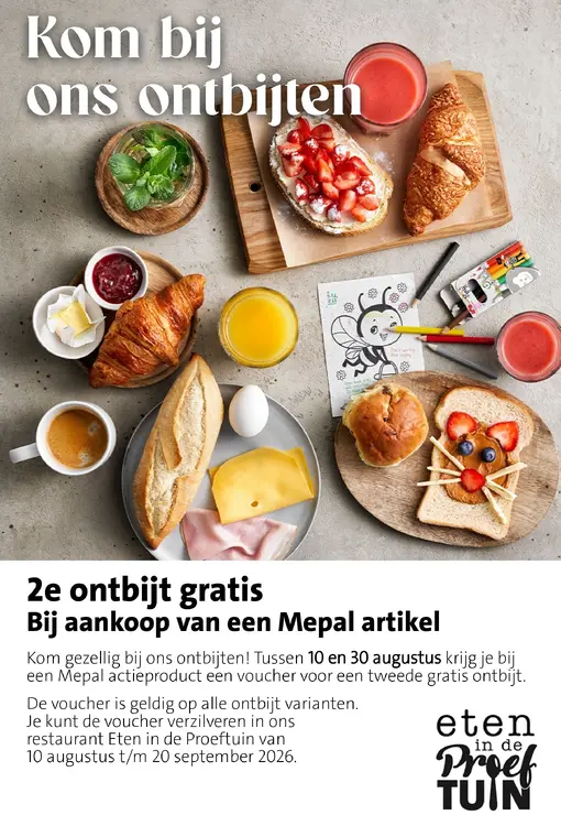 Aanbieding: 2e ontbijt gratis