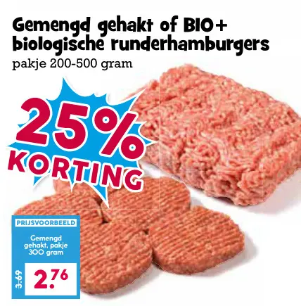 Aanbieding: Gemengd gehakt of BIO+ biologische runderhamburgers