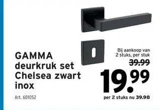 Promotie: deurkruk set Chelsea zwart inox
