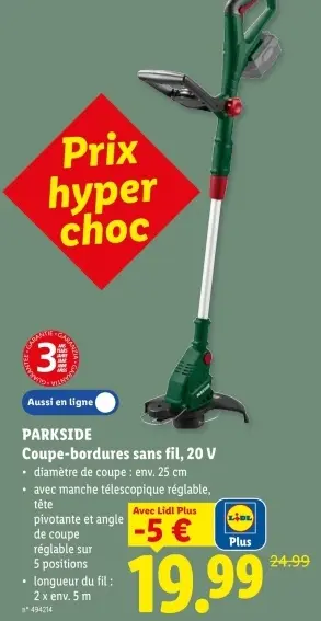 Offre: Coupe-bordures sans fil, 20 V