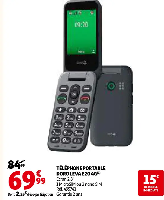 Offre: Téléphone Portable Doro Leva E20 4G