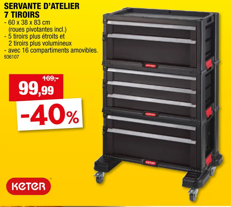 Offre: Keter servante d'atelier 7 tiroirs