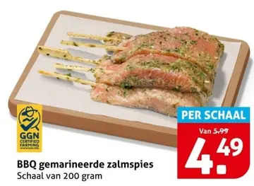 Aanbieding: BBQ gemarineerde zalmspies