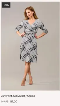 Aanbieding: July Print Jurk Zwart / Creme