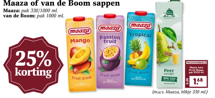 Aanbieding: Maaza of van de Boom sappen