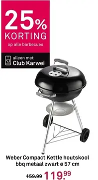 Aanbieding: Weber Compact Kettle houtskool bbq metaal zwart